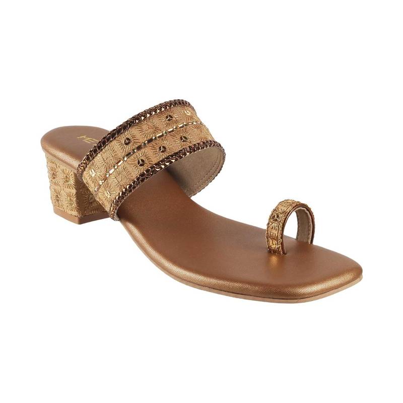 Metro Womens Antique Gold Medium Heels (EURO 38)