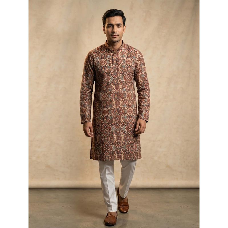 ETHNIC INDIA Brown Paisley Printed Regular Straight Kurta (38)