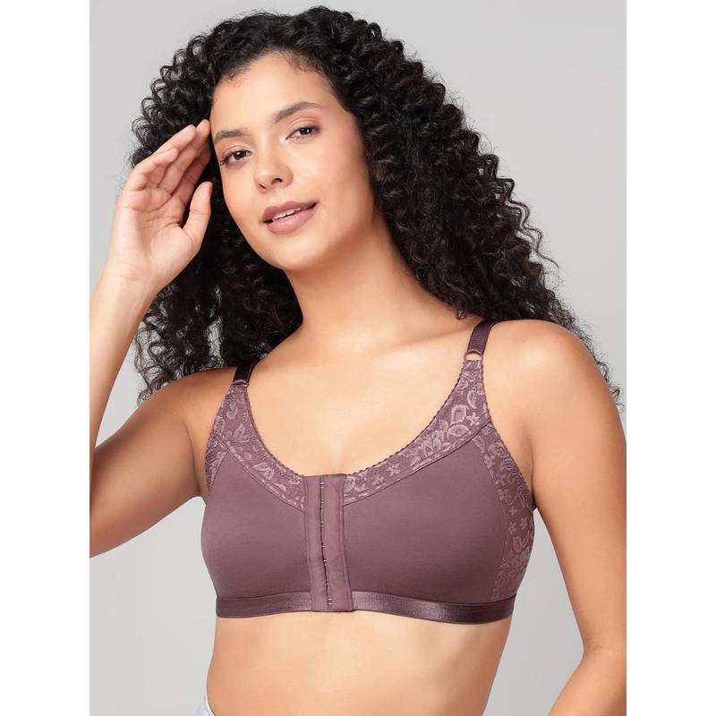 Clovia Non-Padded Non-Wired Front Open Full Figure Bra (Mauve) (36B)