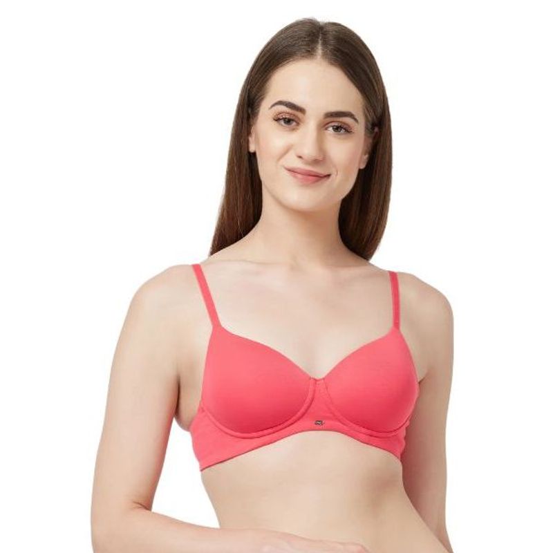 SOIE WomenS Cotton Semi-Covered Padded Non-Wired Bra - ROSE (32C)