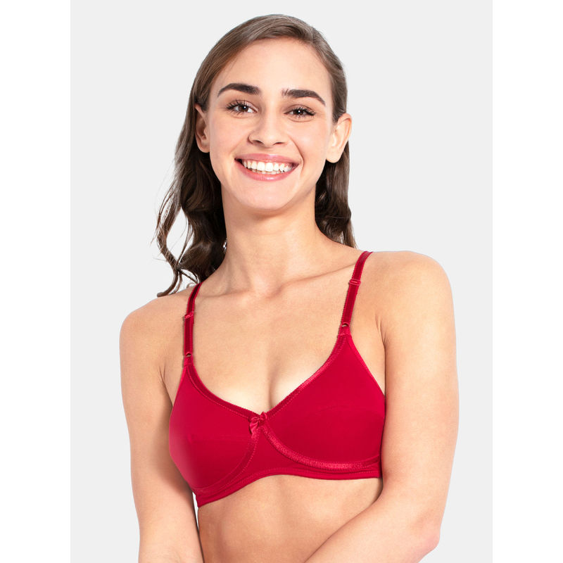 Jockey 1242 Wirefree Non Padded Super Combed Cotton Elastane Everyday Bra - Red Love (34C)