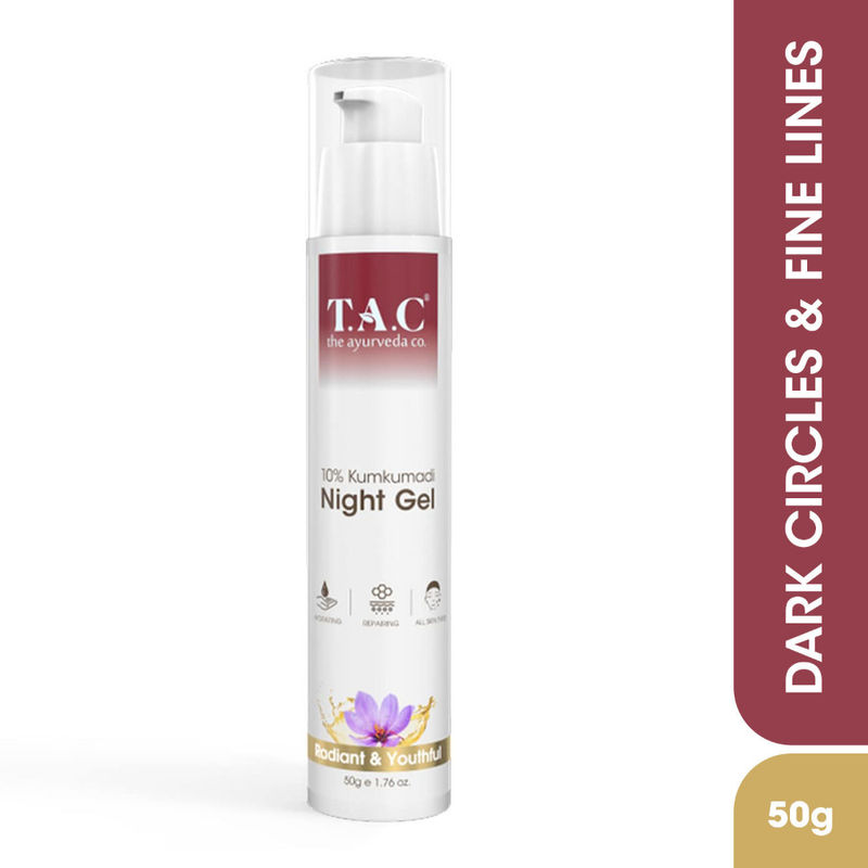 TAC - The Ayurveda Co. 10% Kumkumadi Night Gel with Saffron, Hydrating Cream for Pigmentation
