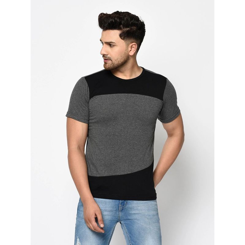 RIGO Charcoal Black Colorblock Cut & Sew Tshirt- Half (S)