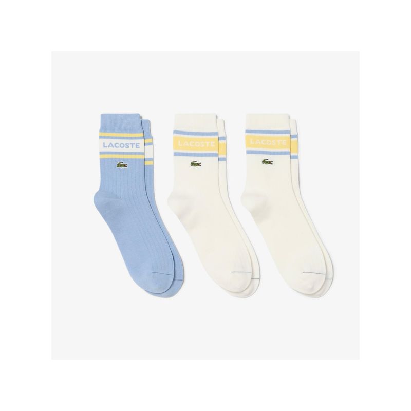 Lacoste Printed Cotton Socks-Multi-Color (Pack of 3) (M)