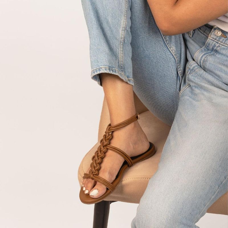 RIVR Womens Pigtail Brown Braided Sandals (EURO 36)
