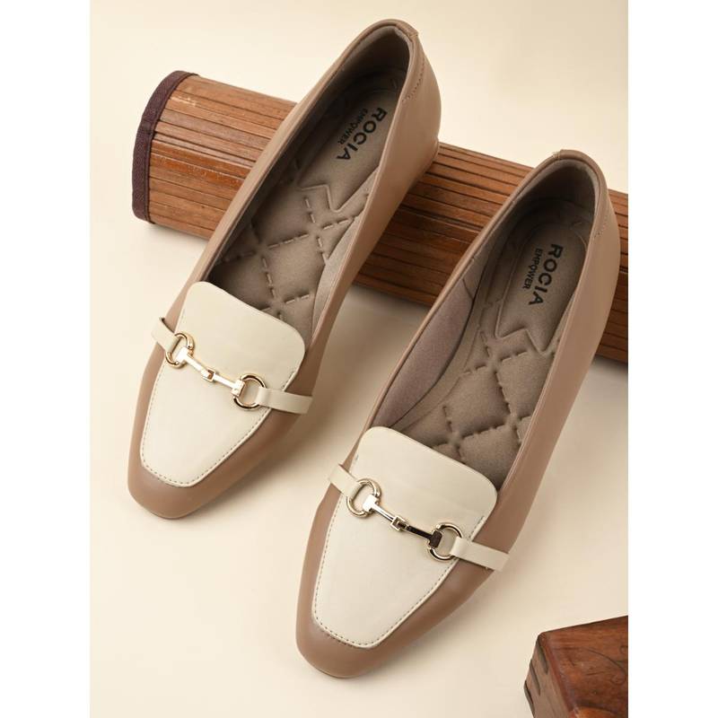 ROCIA By Regal Taupe Womens Buckled Work Wear Pump Heels (EURO 36)