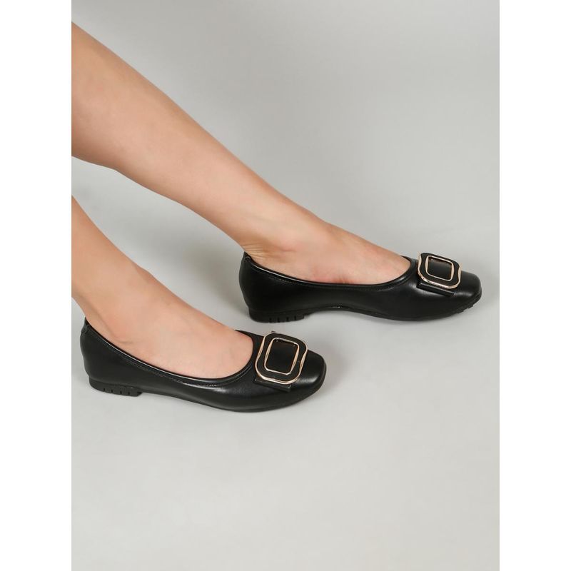 Flat n Heels Womens Black Ballerina (EURO 36)