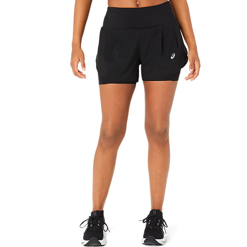 ASICS Womens Performance Black/Performance Black Road 2-N-1 3.5In Shorts (XS)