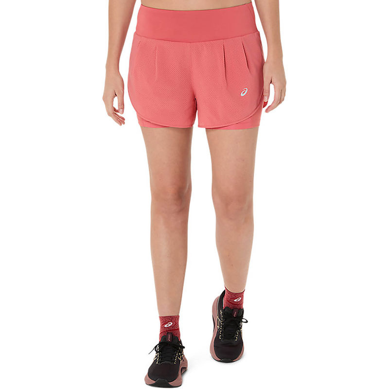 ASICS Womens Dark Pink Clay/Dark Pink Clay Road 2-N-1 3.5In Shorts (XS)
