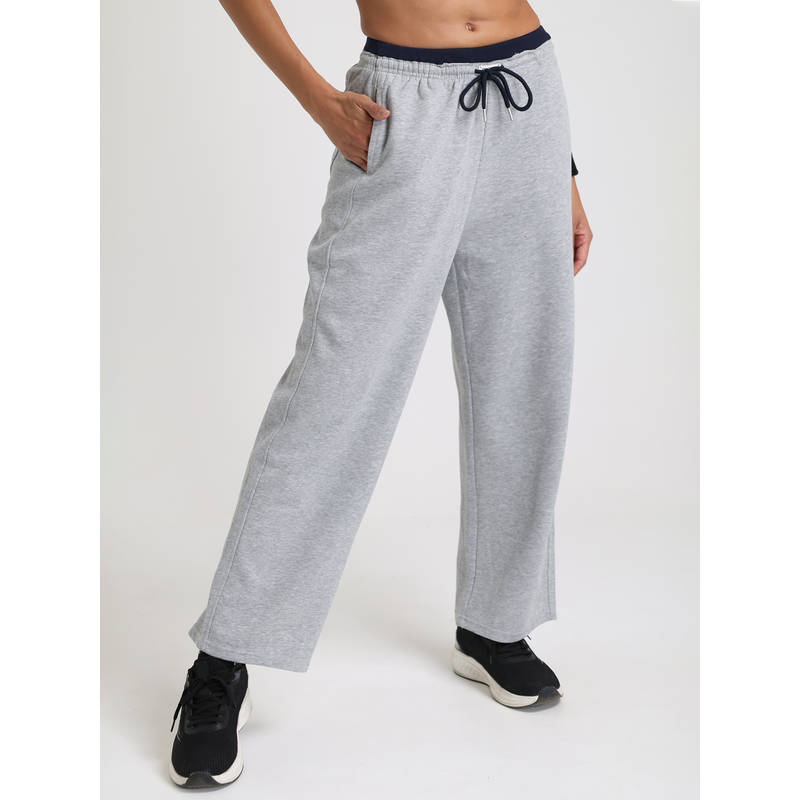 CHKOKKO Grey Regular Fit Mid-Rise Straight-Leg Sports Trackpant (XL)