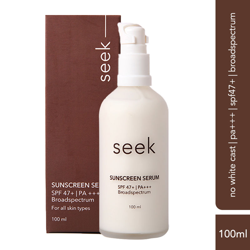 Seek Sunscreen SPF 47 PA+++ UVA UVB Vegan No Fragrance Hydrating No White Cast
