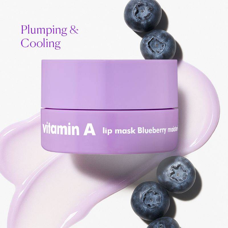 The Face Shop Vitamin Korean Lip Sleeping Mask for Dark, Dry, Pigmented Lips - Blueberry (Vitamin A)