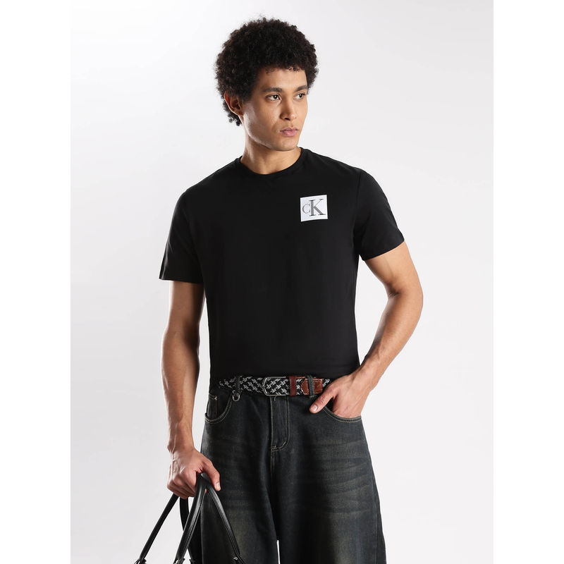 Calvin Klein Logo Regular Fit Black Cotton T-Shirt (S)