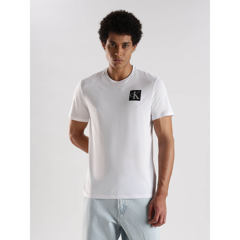 Calvin Klein Logo Regular Fit White Cotton T-Shirt (S)