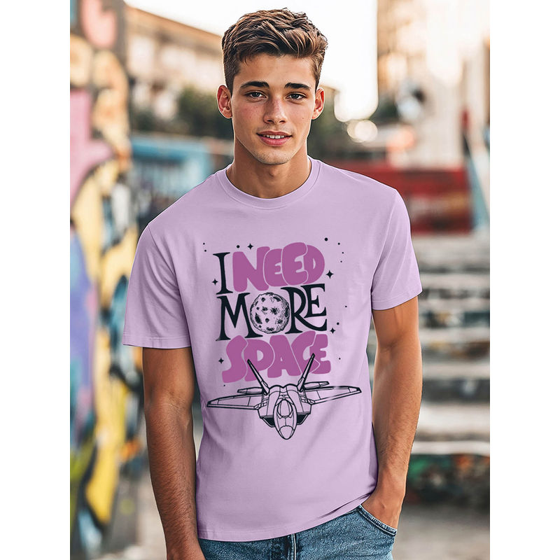 Bewakoof Men Purple Bloom I Need More Space Graphic Printed T-Shirt (M)