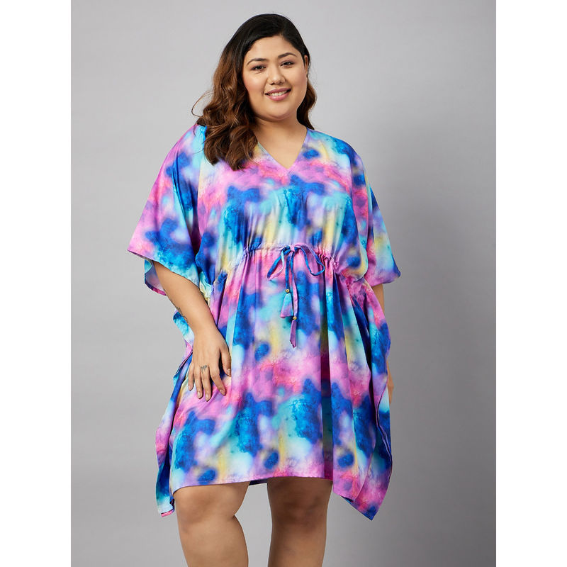 Secrets By ZeroKaata Printed Plus Size Kaftan Nightdress For Women-Multi-Color (L)