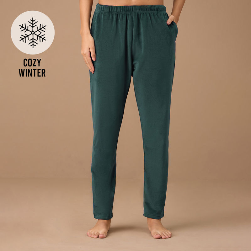 Nykd By Nykaa Velour Pants - NYS048 - Green (XL)