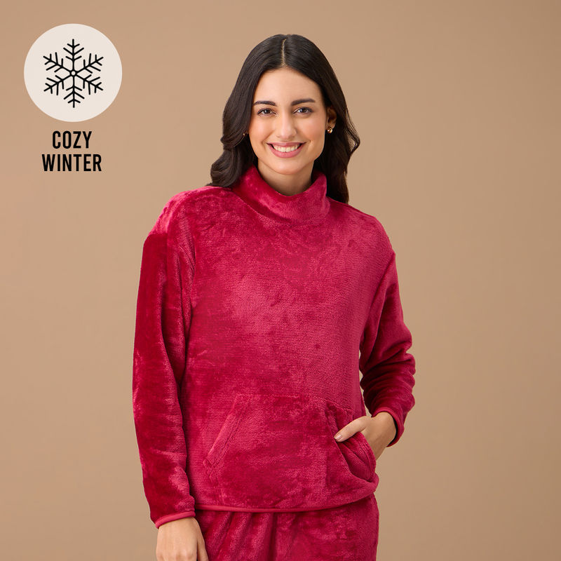 Nykd By Nykaa Luxe Fur Sweatshirt - NYS122 - Red (M)