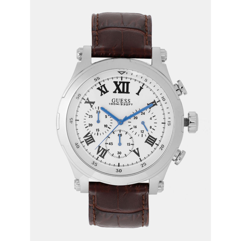Guess W1105G3 Round White Dial Analog Watch Buy Guess W1105G3 Round