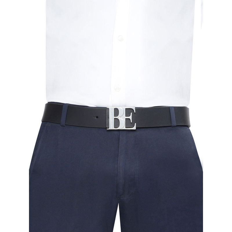 United Colors of Benetton Becca Men Leather Reversible Belt - Black, S 80 cm (S)