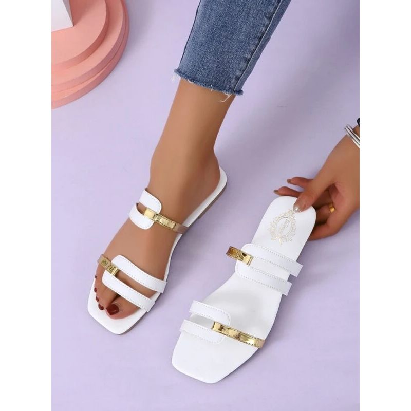 Shoetopia Women White Solid Flats (EURO 37)