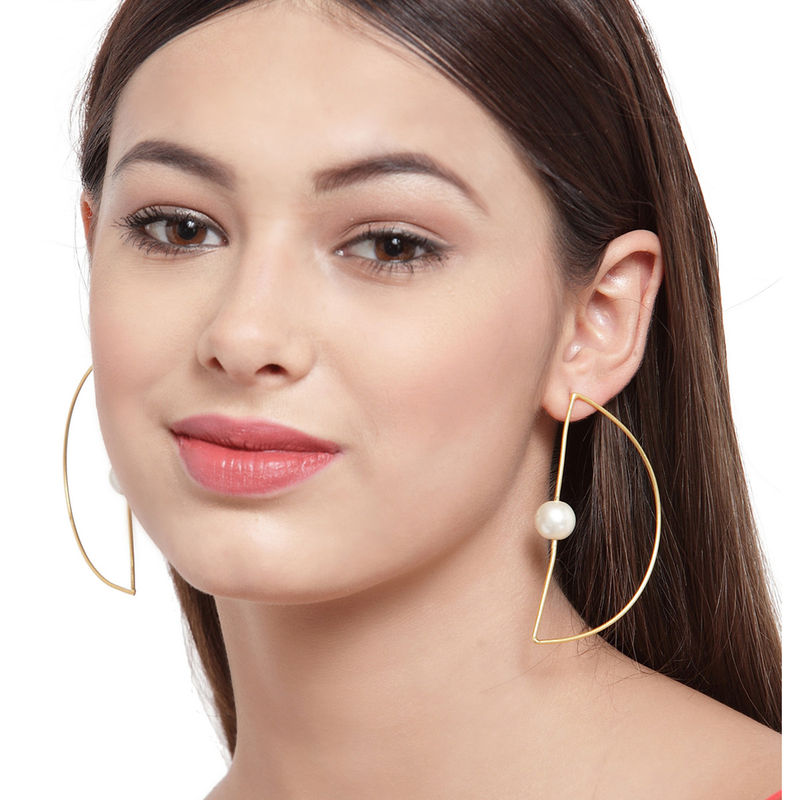 PANASH GoldToned Geometric Stud Earrings Buy PANASH GoldToned