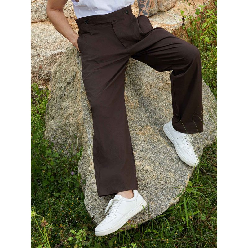 Campus Sutra Men Umber Brown Straight Fit Tailored Trouser (30)