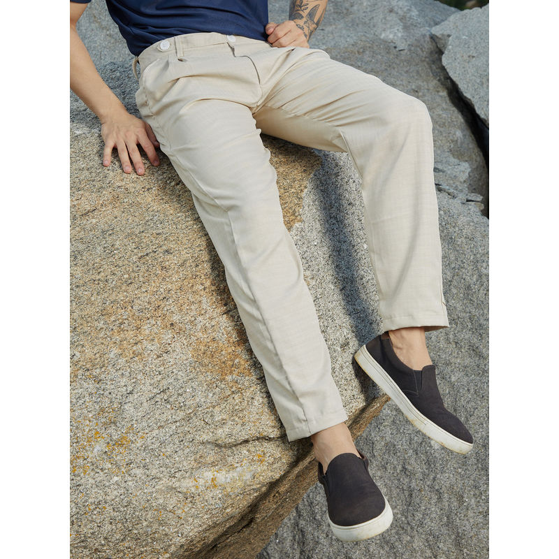 Campus Sutra Men Saltbox Beige Korean Tailored Trouser (30)