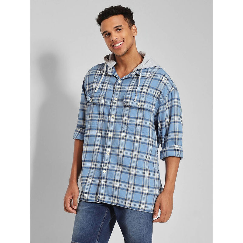 American Eagle Men Blue Super Soft Flannel Hoodie (L)