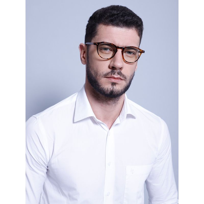 Intellilens Unisex UV Protected Round Blue Cut Computer Glasses for Eye Protection Brown (4822