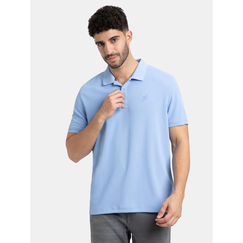 Jockey AM38 Men Microfiber Fabric Solid Half Sleeve Polo T-Shirt - Lt Blue (M)