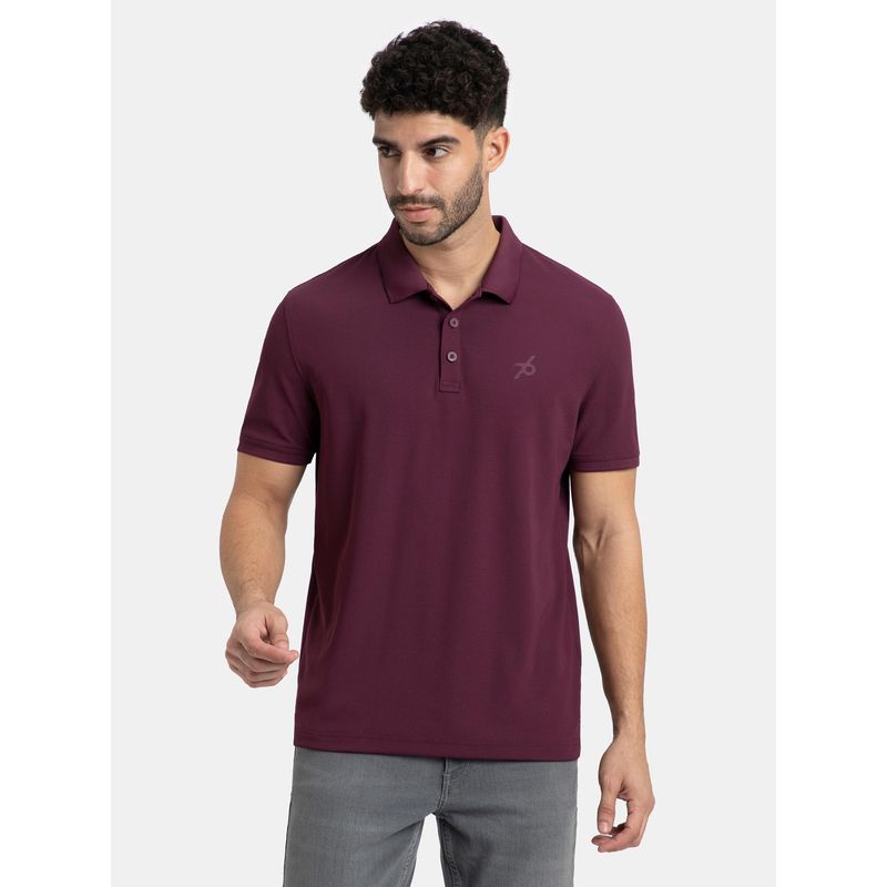 Jockey AM38 Men Microfiber Fabric Solid Half Sleeve Polo T-Shirt - Wine (L)