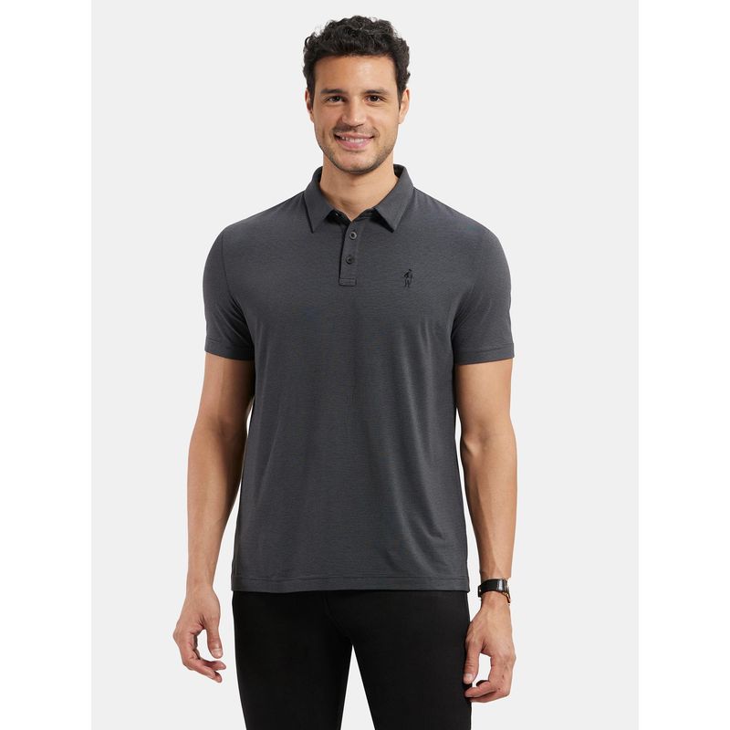 Jockey IM35 Men Tencel Micro Modal and Cotton Blend Polo T-Shirt - Black (XL)