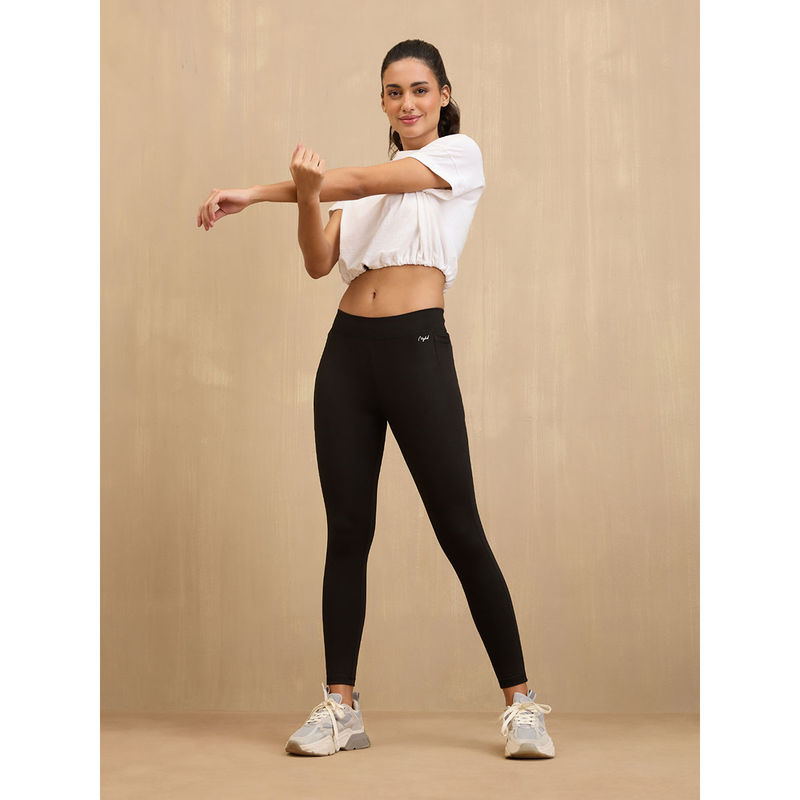 NYKD By Nykaa Comfort Leggings with Pockets! -NYAT401-Jet Black (S)