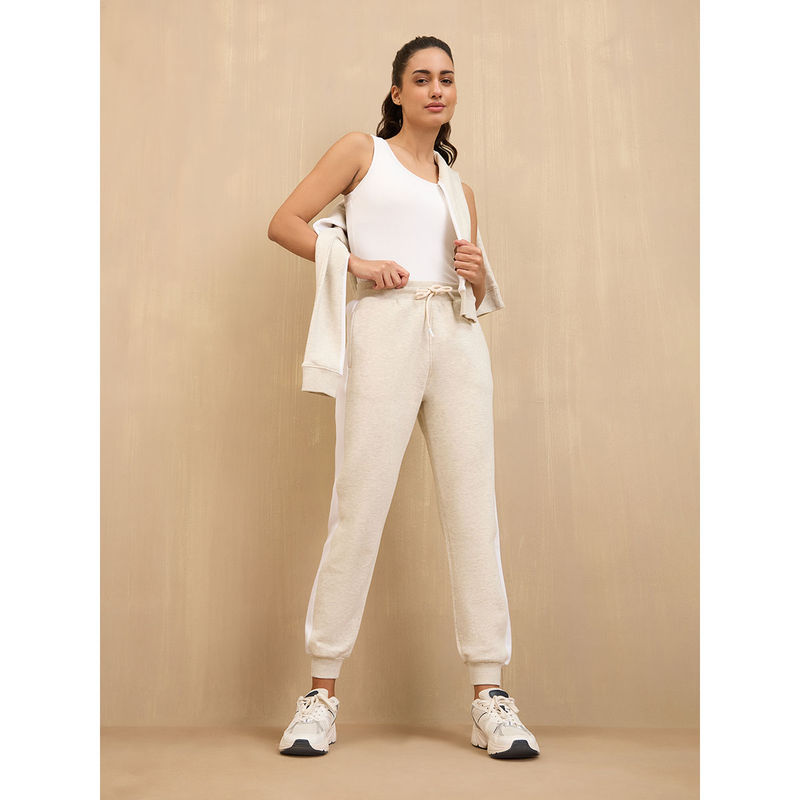 NYKD By Nykaa Cozy Fleece Joggers -NYLE501-Oatmeal Melange (M)