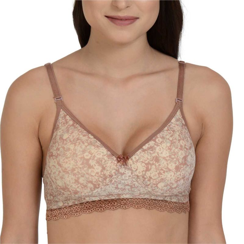 Mod & Shy Printed Non-Wired Lightly Padded T-shirt Bra - Brown (32C)