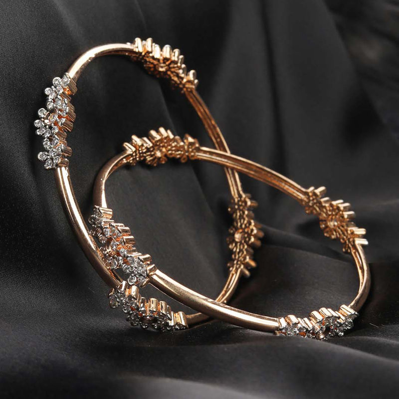 Priyaasi American Diamond Rose Gold Plated Bangles Set 1003 Buy