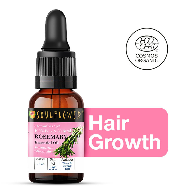 Soulflower Organic Rosemary Hair Growth Essential Oil, Hair Serum for Healthy Strong Thick Hair