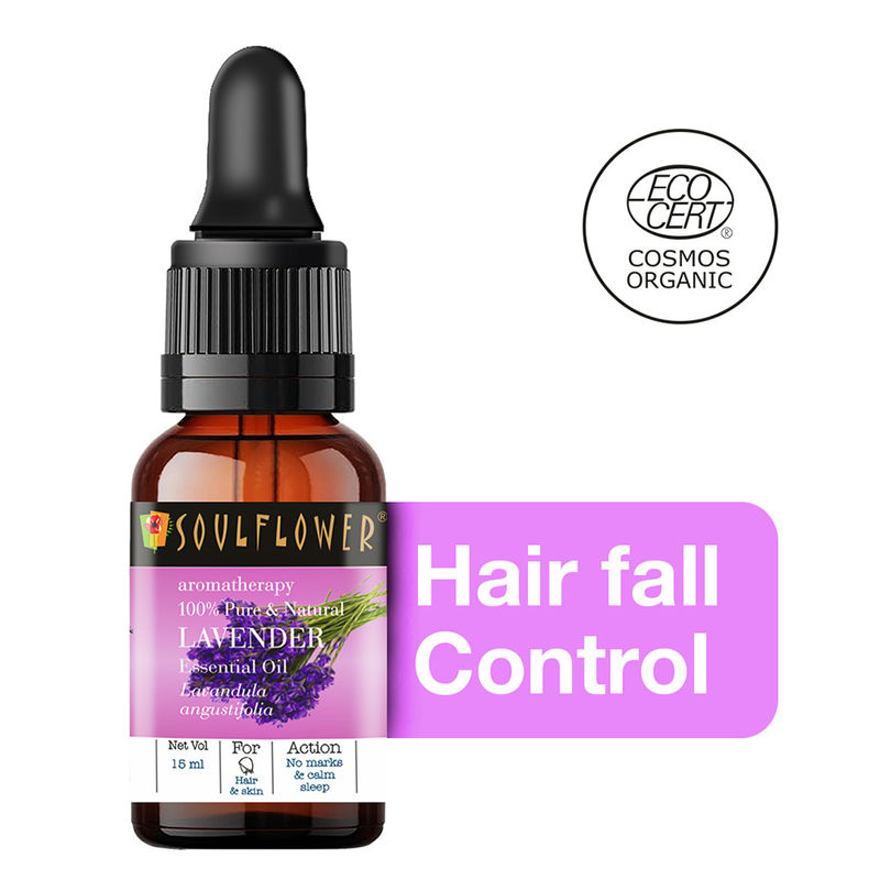 Soulflower Lavender Essential Oil for Healthy Hair Growth, Skin, Good Sleep, 100% Organic Natural