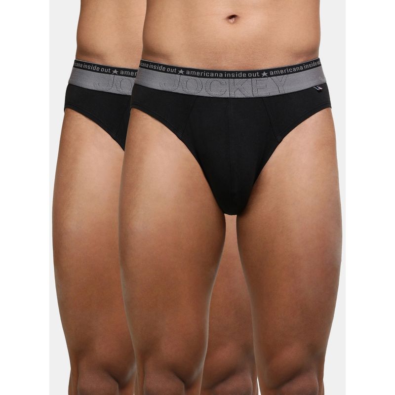 Jockey US59 Mens Cotton Elastane Stretch Solid Brief with Ultrasoft Waistband (Pack of 2) (M)