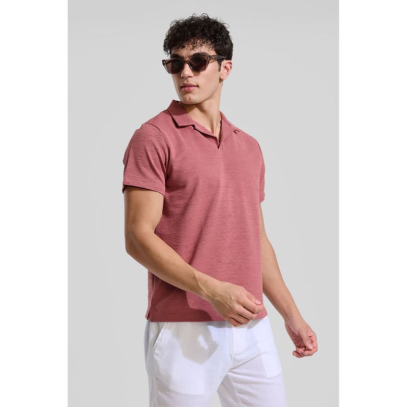 Snitch Mauve Textured Polo T-Shirt (XL)