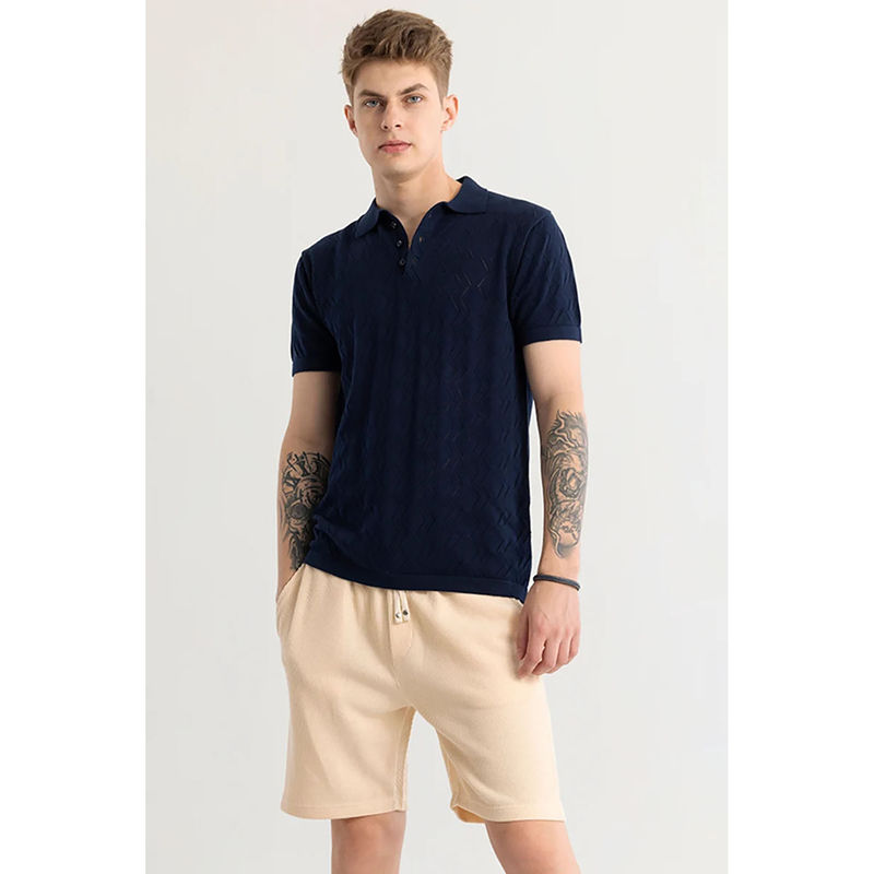 Snitch Baldassare Navy Blue Knitted Polo T-Shirt (2XL)