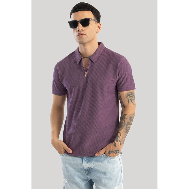 Snitch Gael Lavender Textured Polo T-Shirt (L)