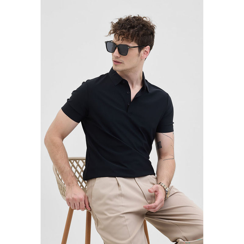 Snitch Black Technical Stitchless Polo T-Shirt (XL)