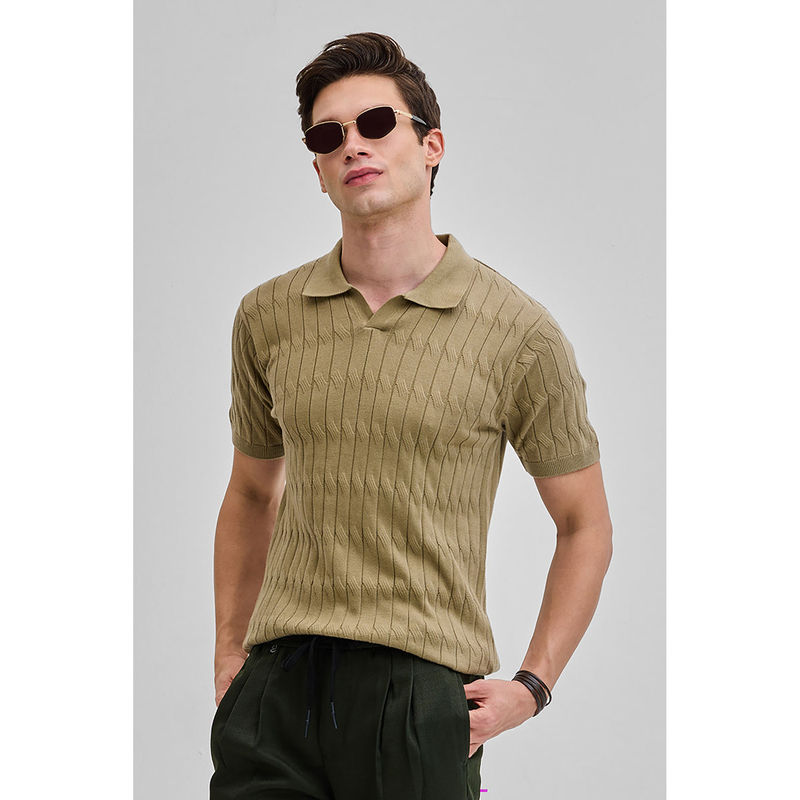 Snitch Khaki Knitted Polo T-Shirt (2XL)