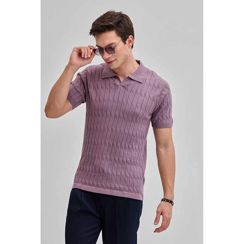Snitch Mauve Knitted Polo T-Shirt (2XL)