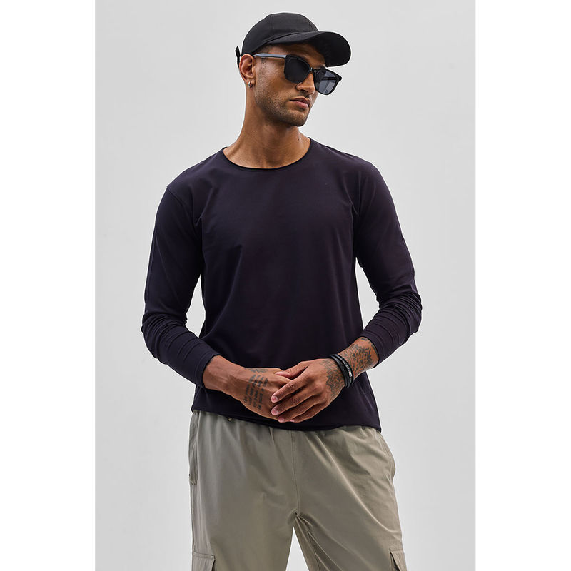 Snitch Navy Blue Stretch Full Sleeve T-Shirt (2XL)