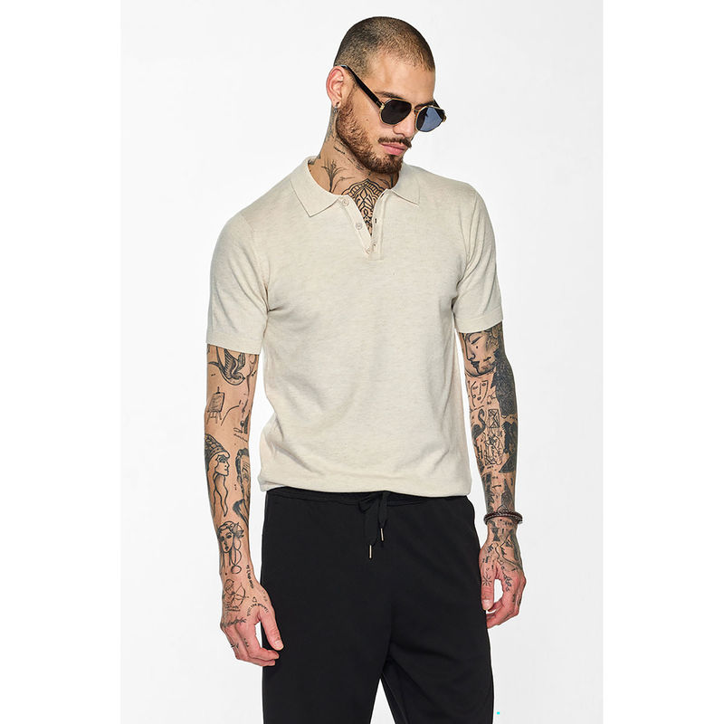 Snitch Core Lab Cream Knit Polo T-Shirt (M)