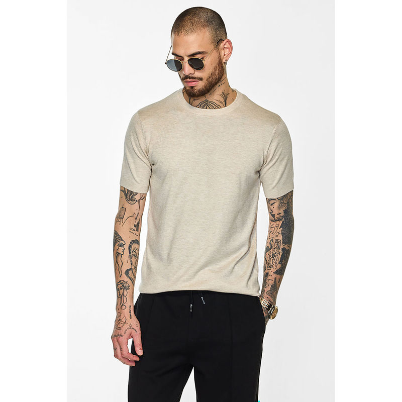 Snitch Core Lab Cream Flat Knit Slim Fit T-Shirt (XS)