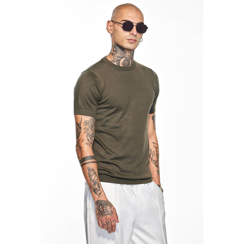 Snitch Core Lab Olive Flat Knit Slim Fit T-Shirt (XS)
